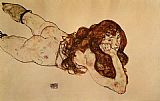Female Nude Lying on Her Stomach by Egon Schiele